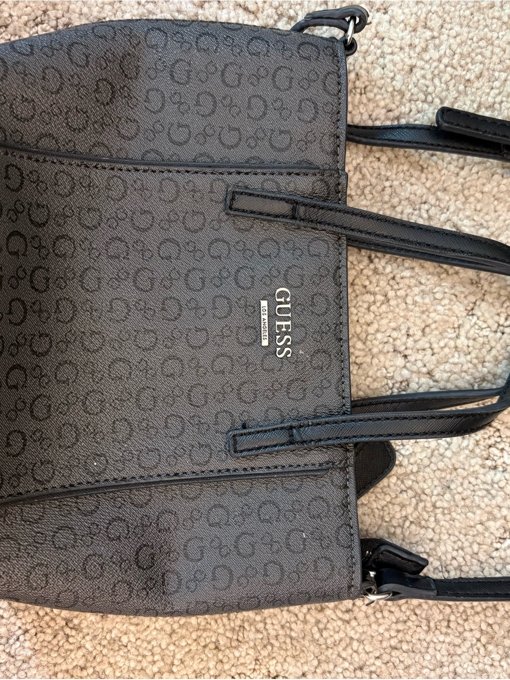 GUESS Black Monogram purse with Silver Logo Plaque